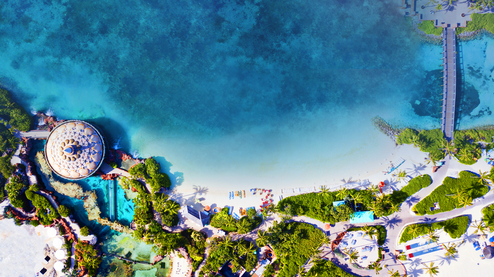 Aerial view of Paradise Lagoon and beach at Atlantis